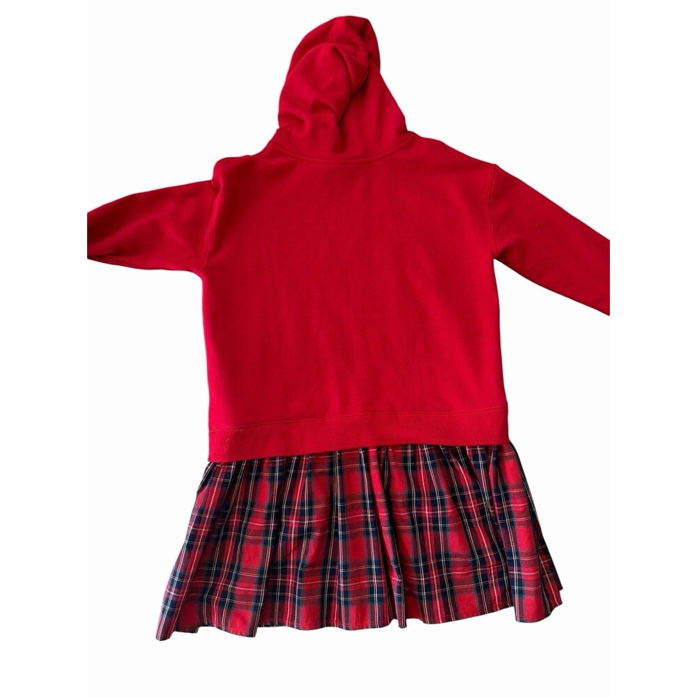 Polo Ralph Lauren Girls XL‎ 16 Red Plaid Hoodie Sweatshirt Dress Preppy Tartan - Picture 3 of 6